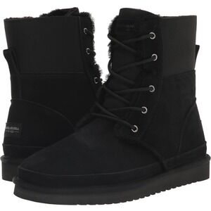 Koolaburra by UGG Black Suede Lace Up Faux Fur Lined Mid-Calf Boots women 8